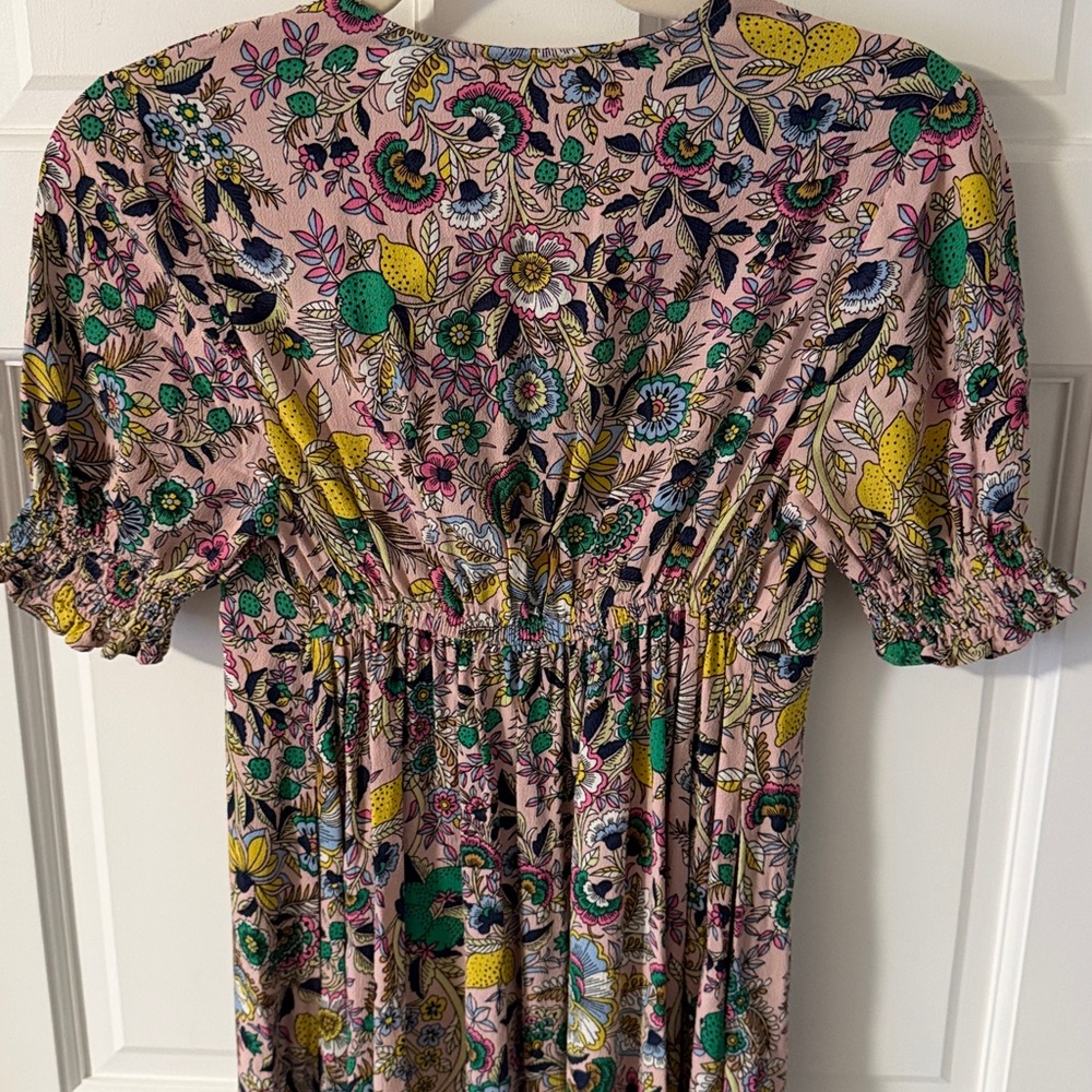 Boden V-Neck Midi Tea Dress Milkshake Tropical Meadow floral print Size 2 petite - Picture 10 of 10